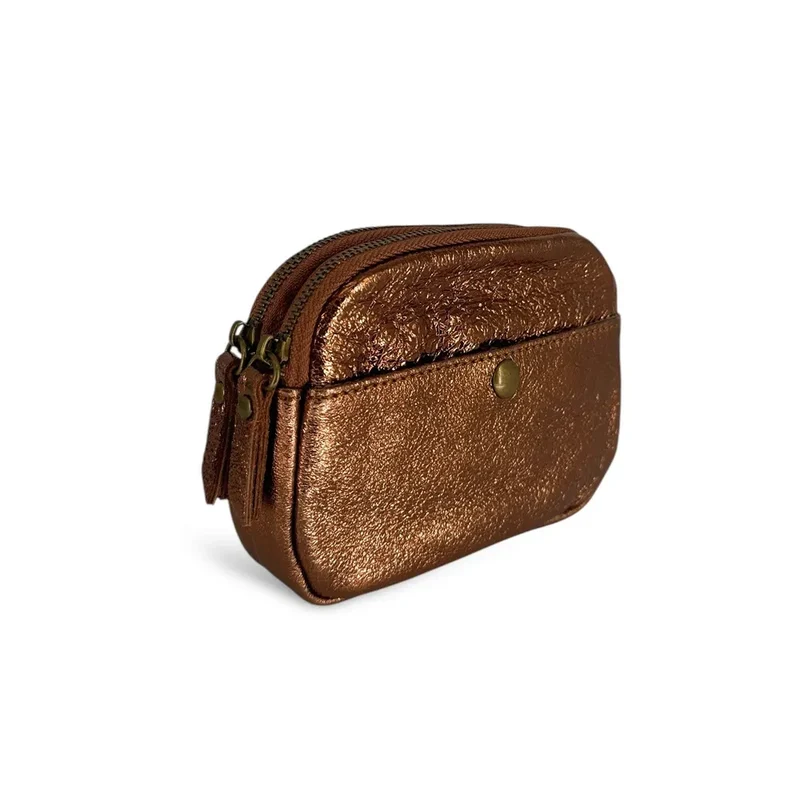 Pochette porte-monnaie en cuir irisé ZIPPY Marron Bronze