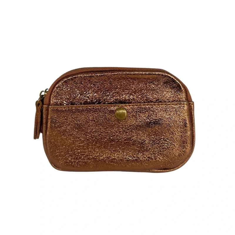 Pochette porte-monnaie en cuir irisé ZIPPY Marron Bronze