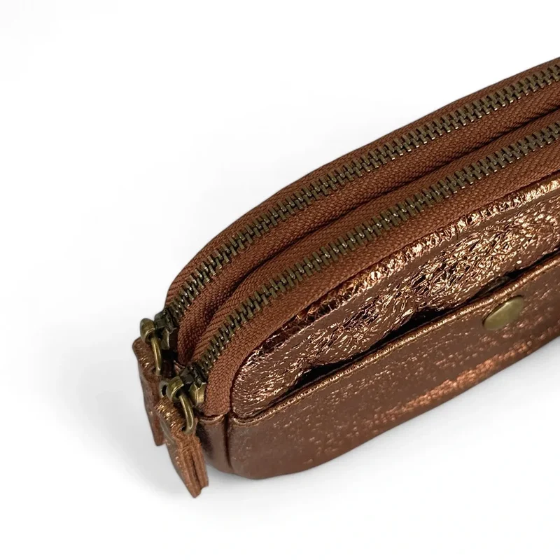 Pochette porte-monnaie en cuir irisé ZIPPY Marron Bronze