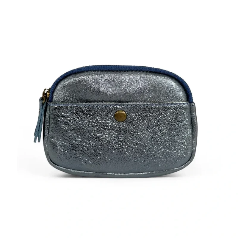 Pochette porte-monnaie en cuir irisé ZIPPY Bleu céleste