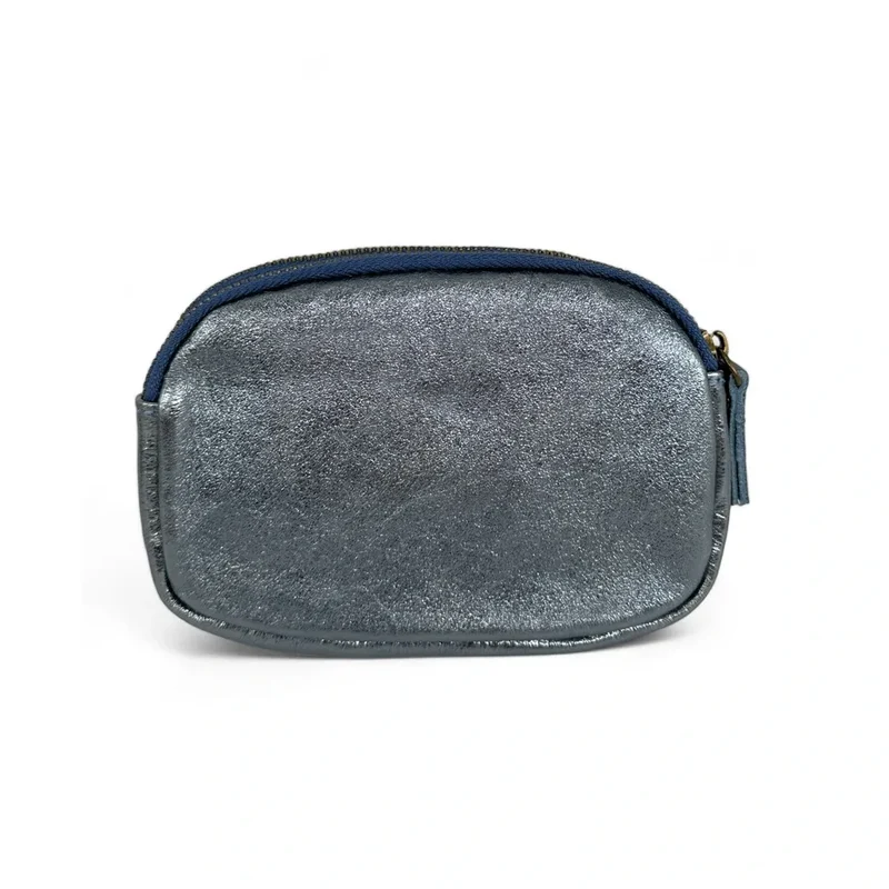 Pochette porte-monnaie en cuir irisé ZIPPY Bleu céleste