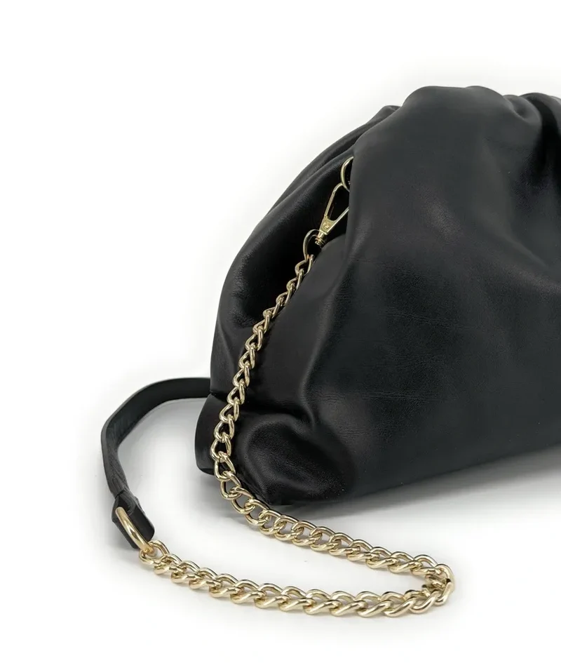 Sac pouch en cuir box-calf ATHALIE Noir
