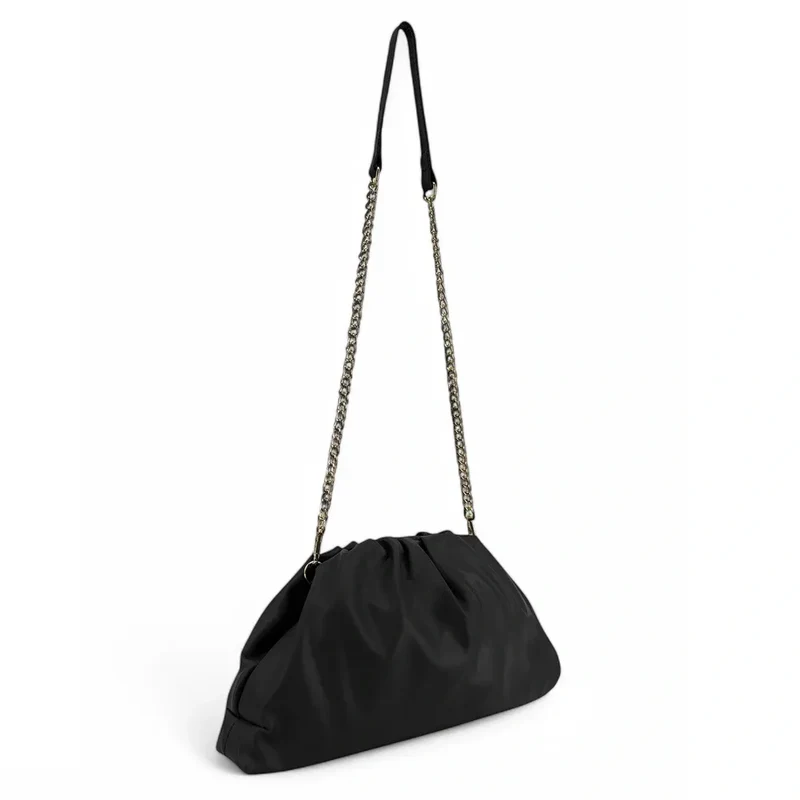 Sac pouch en cuir box-calf ATHALIE Noir