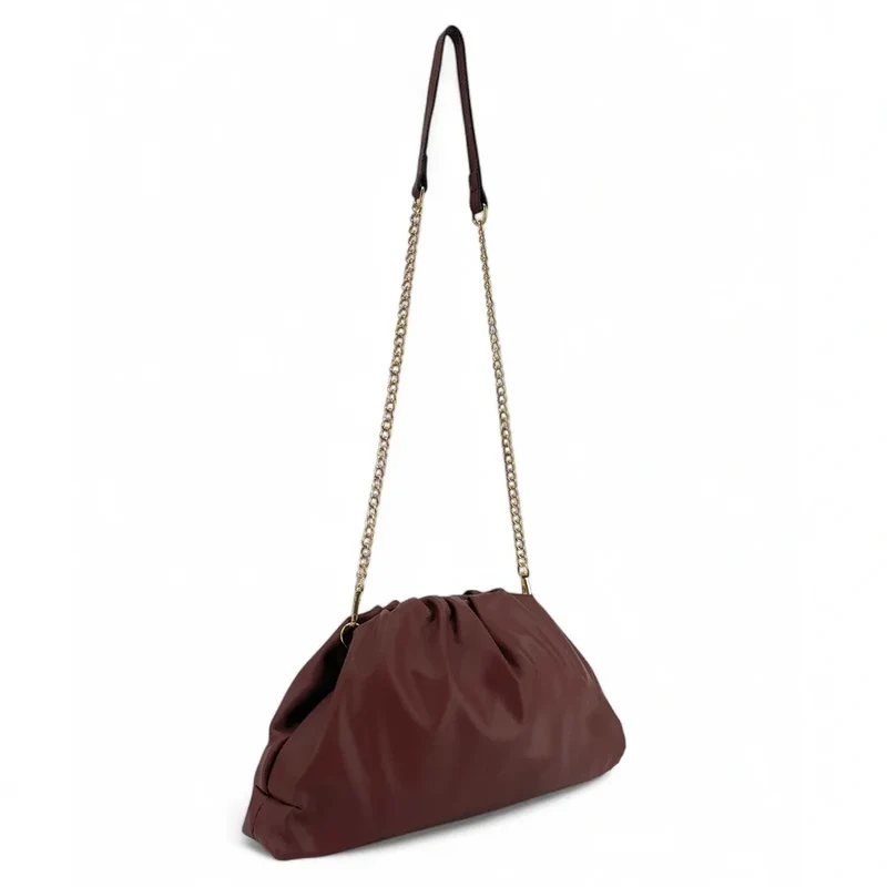 Sac pouch en cuir box-calf ATHALIE Chocolat