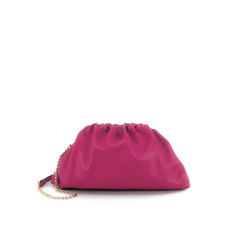 Sac pouch en cuir box-calf ATHALIE Rose fuchsia