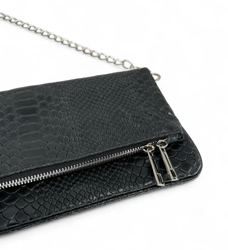 Sac pochette en cuir embossé ROXANE PYTHON Noir