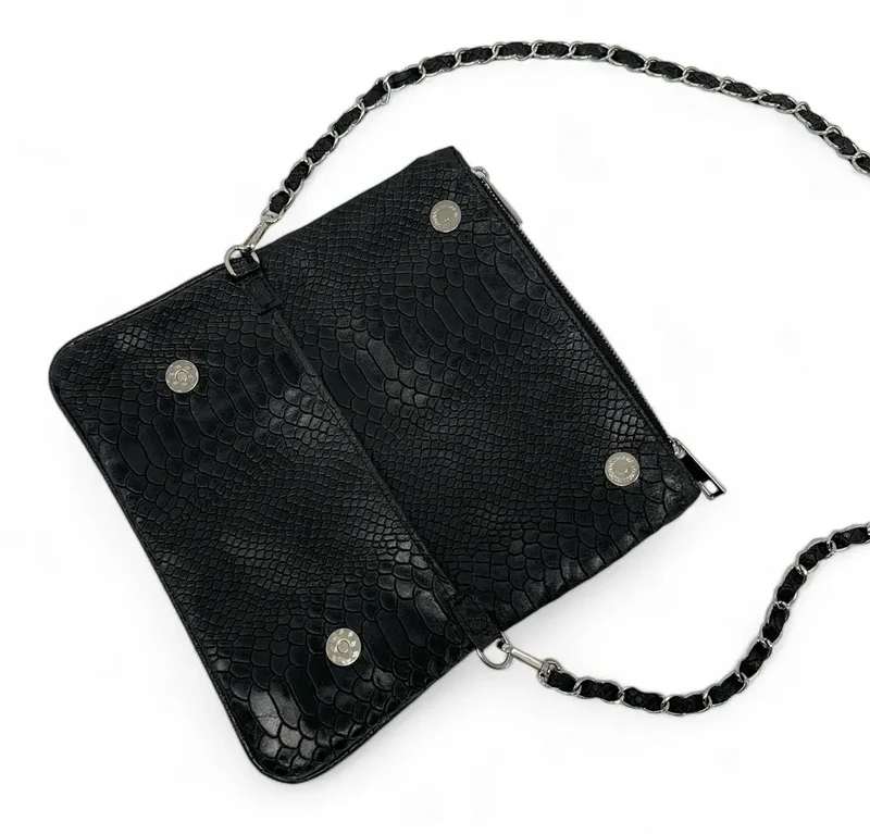 Sac pochette en cuir embossé ROXANE PYTHON Noir