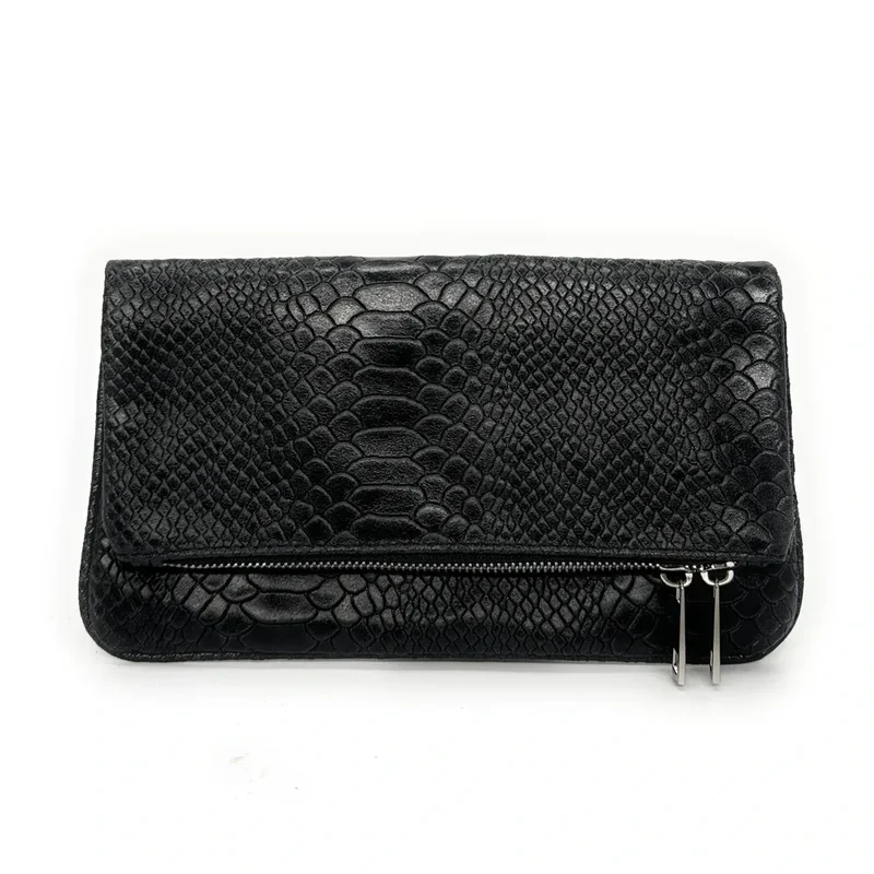Sac pochette en cuir embossé ROXANE PYTHON Noir