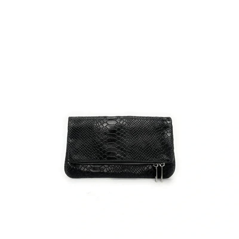 Sac pochette en cuir embossé ROXANE PYTHON Noir