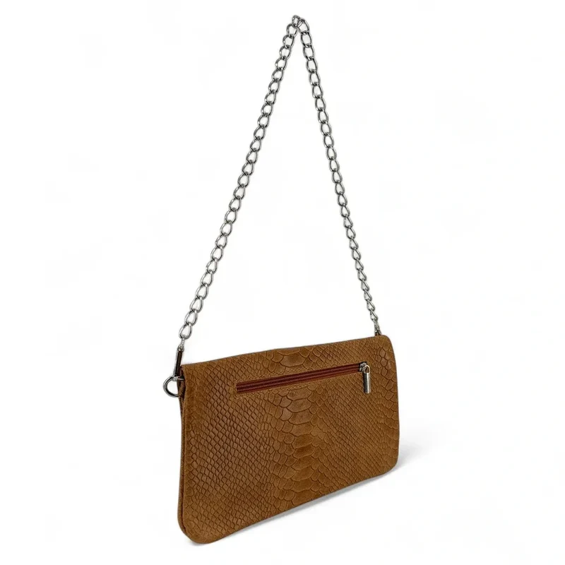 Sac pochette en cuir embossé ROXANE PYTHON Camel