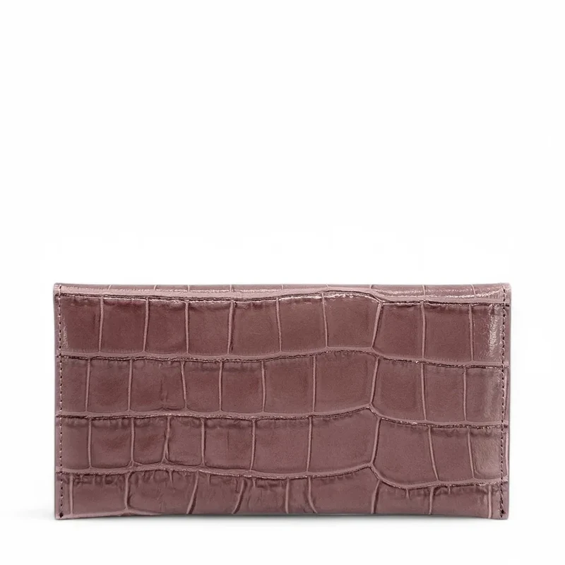 Pochette enveloppe en cuir façon crocodile CLOE CROCO Rose blush