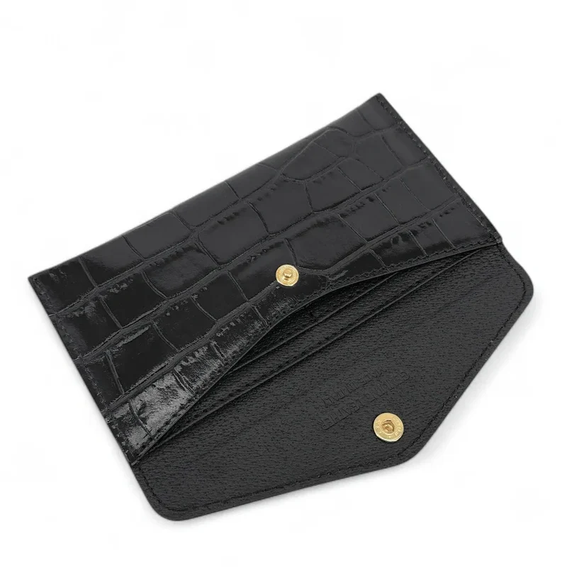 Pochette enveloppe en cuir façon crocodile CLOE CROCO Noir