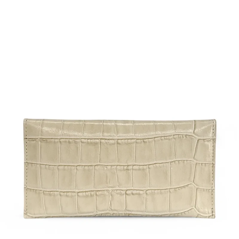 Pochette enveloppe en cuir façon crocodile CLOE CROCO Beige crème