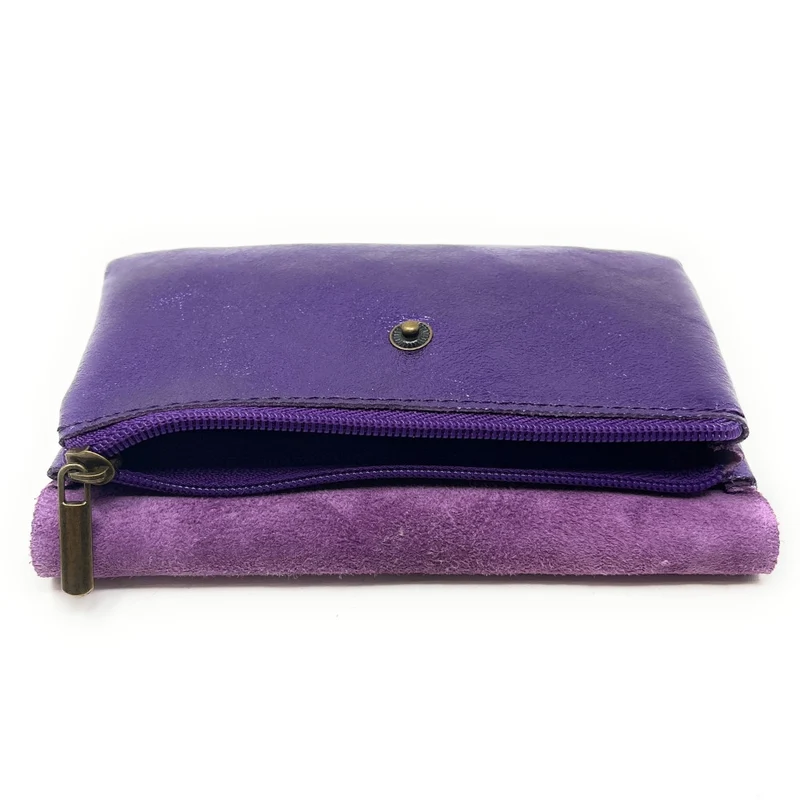 Pochette porte-monnaie en cuir irisé COMPO Améthyste