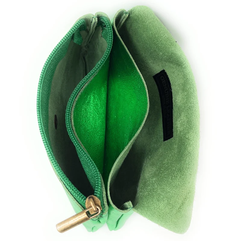 Pochette porte-monnaie en cuir irisé COMPO Vert anglais