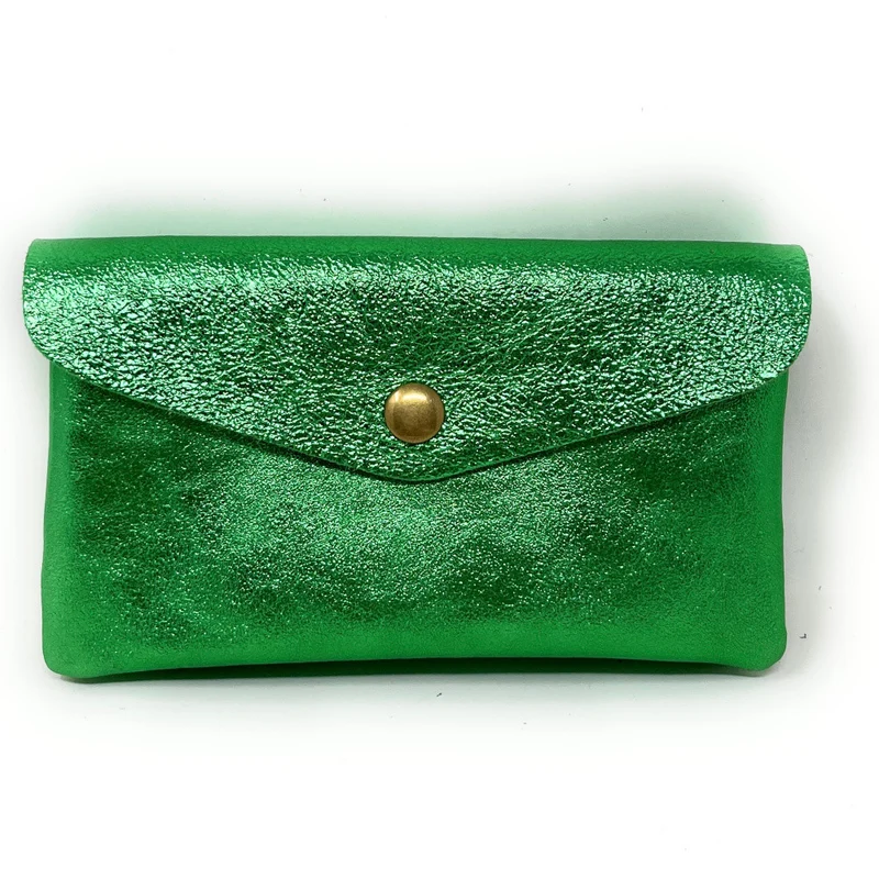 Pochette porte-monnaie en cuir irisé COMPO Vert anglais