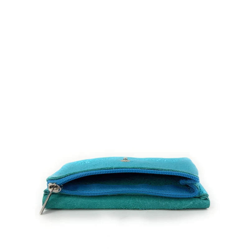 Pochette porte-monnaie en cuir irisé COMPO Turquoise irisé