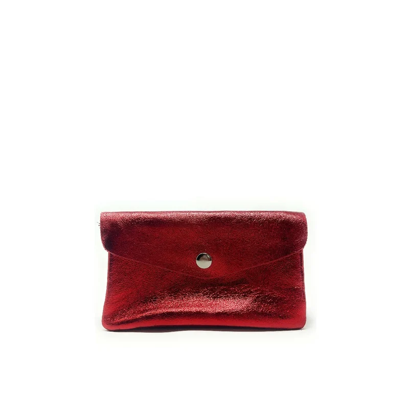 Pochette porte-monnaie en cuir irisé COMPO Rouge irisé