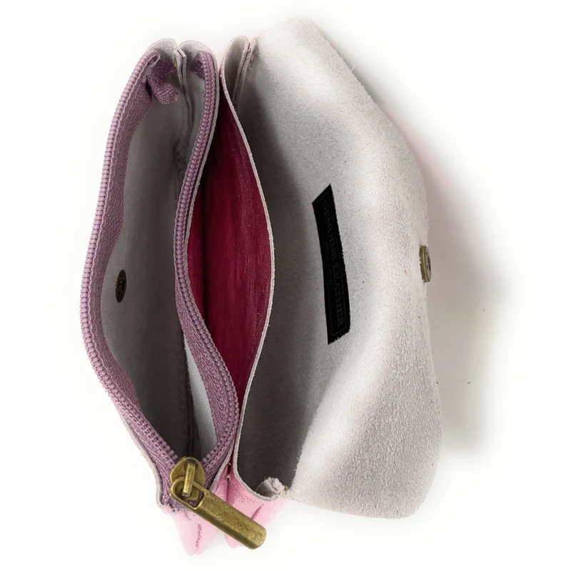 Pochette porte-monnaie en cuir irisé COMPO Rose pâle irisé