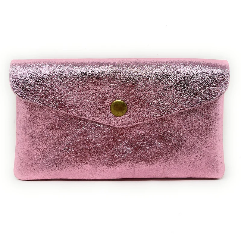 Pochette porte-monnaie en cuir irisé COMPO Rose pâle irisé