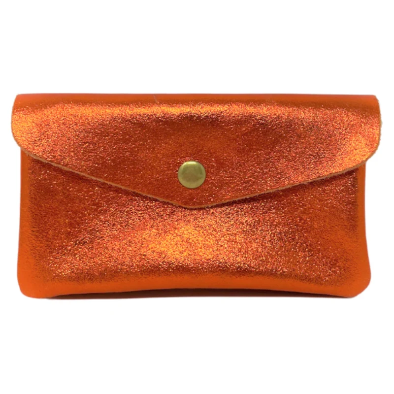 Pochette porte-monnaie en cuir irisé COMPO Orange irisé
