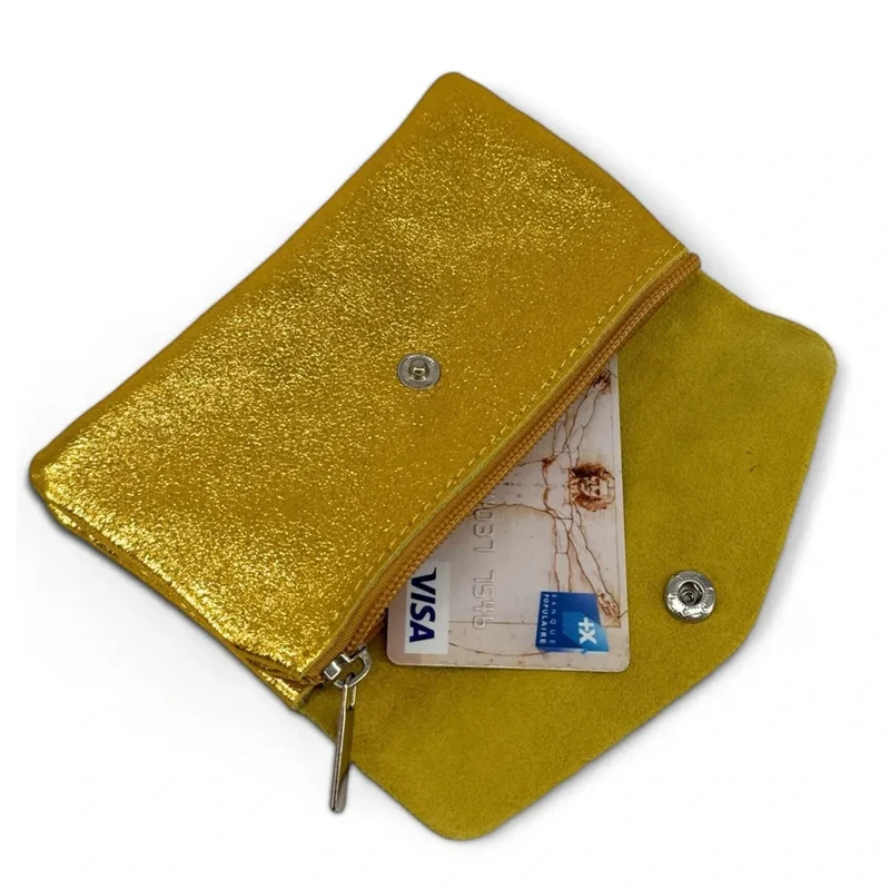 Pochette porte-monnaie en cuir irisé COMPO Or