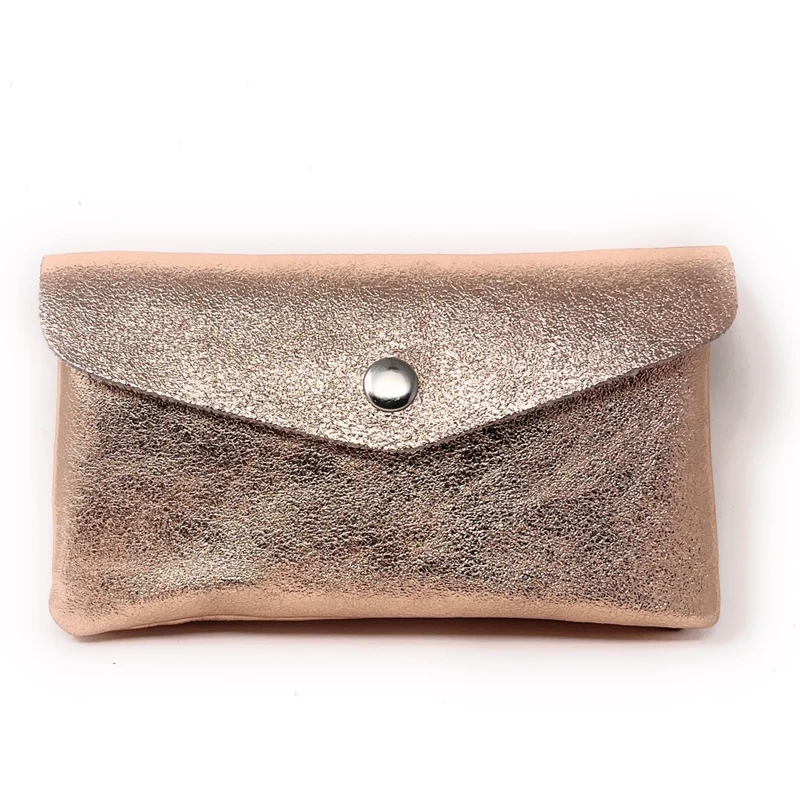 Pochette porte-monnaie en cuir irisé COMPO Rose gold