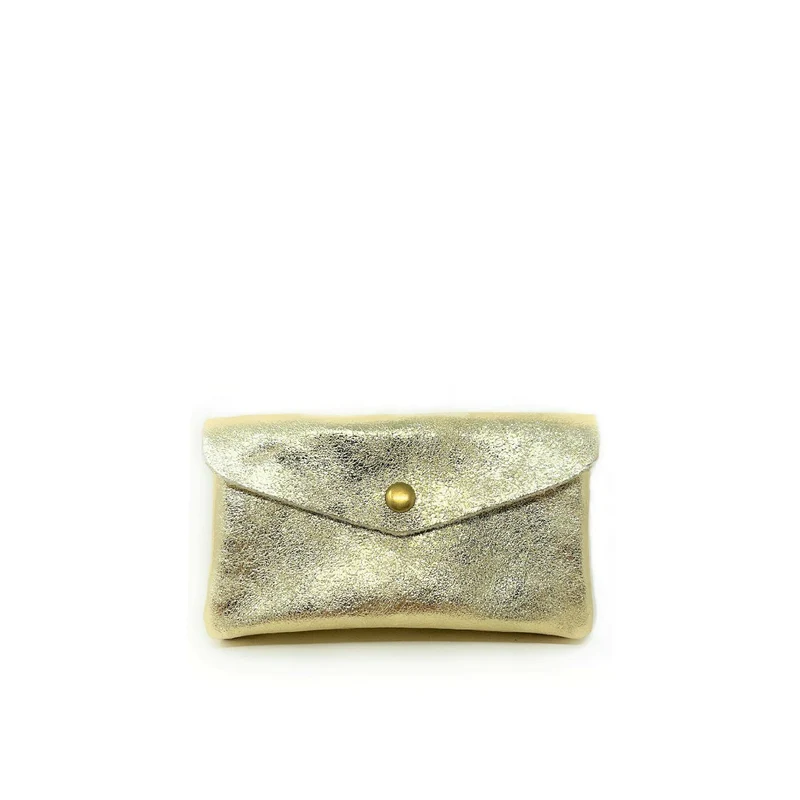 Pochette porte-monnaie en cuir irisé COMPO Or pâle