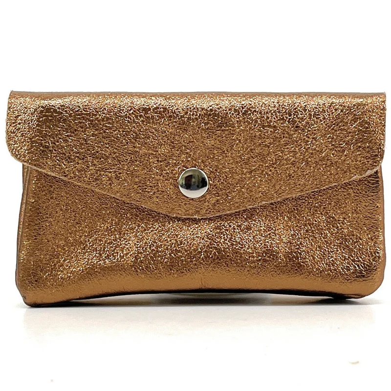 Pochette porte-monnaie en cuir irisé COMPO Or cuivré