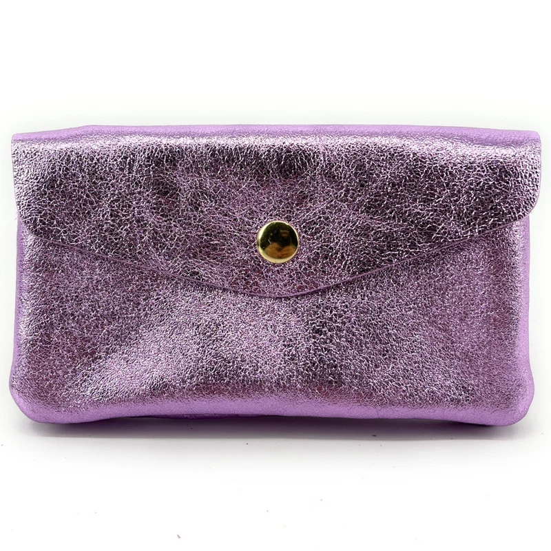 Pochette porte-monnaie en cuir irisé COMPO Mauve
