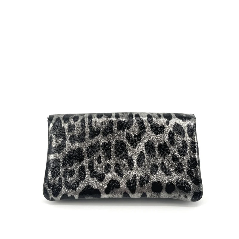 Pochette porte-monnaie en cuir irisé COMPO JUNGLE Léopard argent