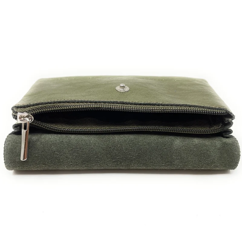 Pochette porte-monnaie en cuir irisé COMPO Kaki irisé