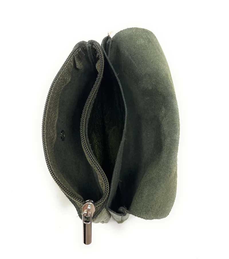 Pochette porte-monnaie en cuir irisé COMPO Kaki irisé