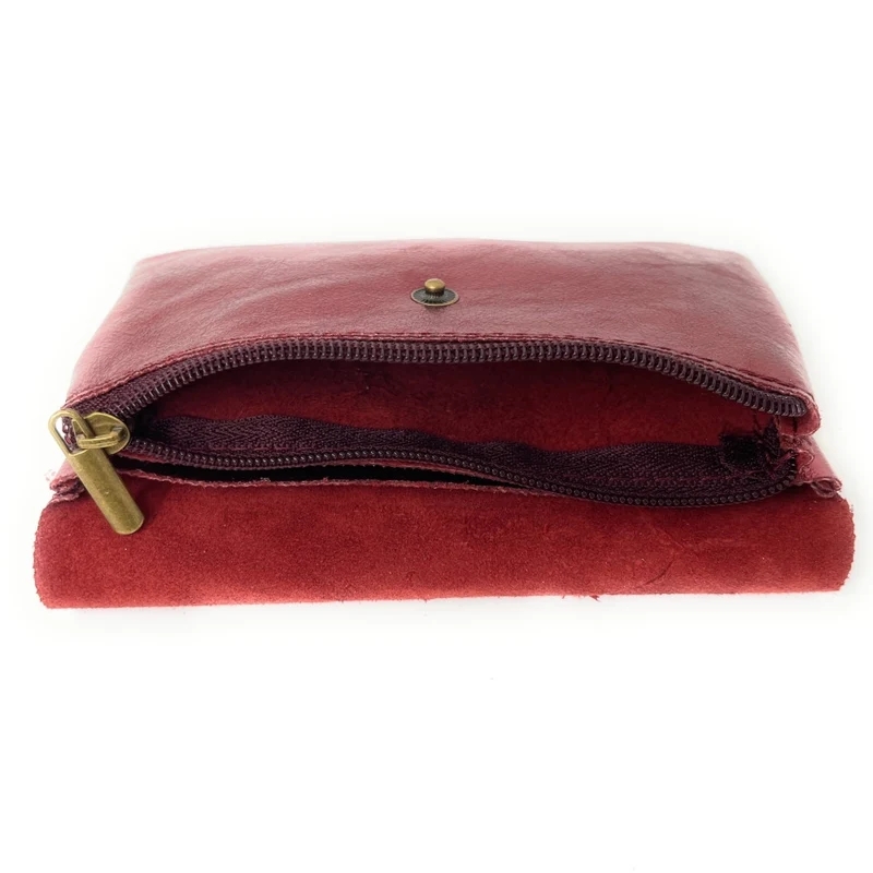 Pochette porte-monnaie en cuir irisé COMPO Framboise irisé
