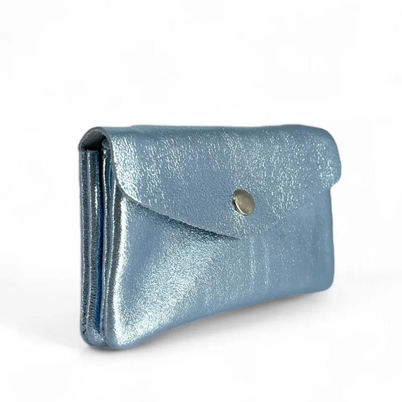 Pochette porte-monnaie en cuir irisé COMPO Bleu pastel irisé