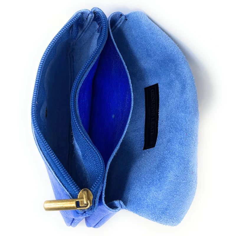 Pochette porte-monnaie en cuir irisé COMPO Bleu roi irisé