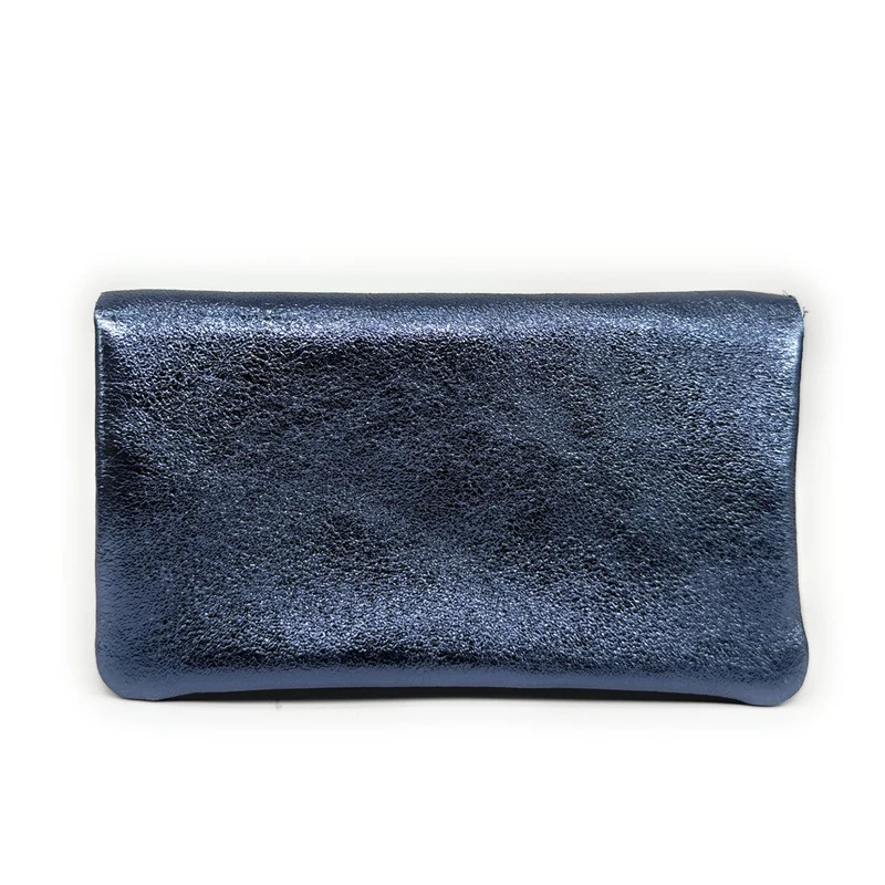 Pochette porte-monnaie en cuir irisé COMPO Bleu céleste