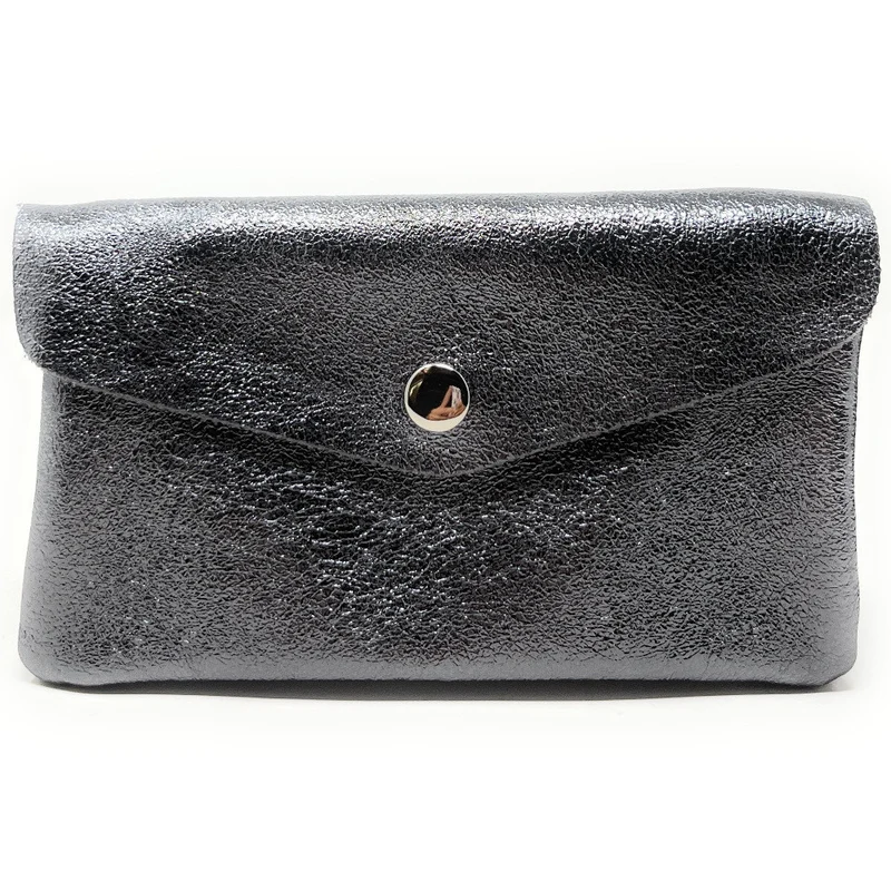 Pochette porte-monnaie en cuir irisé COMPO Argent foncé