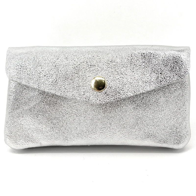 Pochette porte-monnaie en cuir irisé COMPO Argent clair