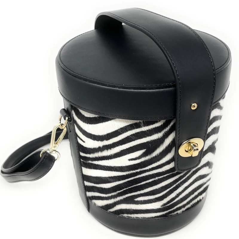 Sac seau en cuir à motifs TUMBADORA Zèbre