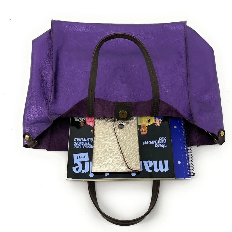 Sac cabas en cuir irisé SILVER Améthyste