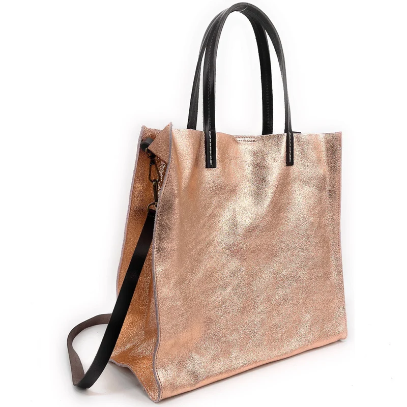 Sac cabas en cuir irisé SILVER Rose gold