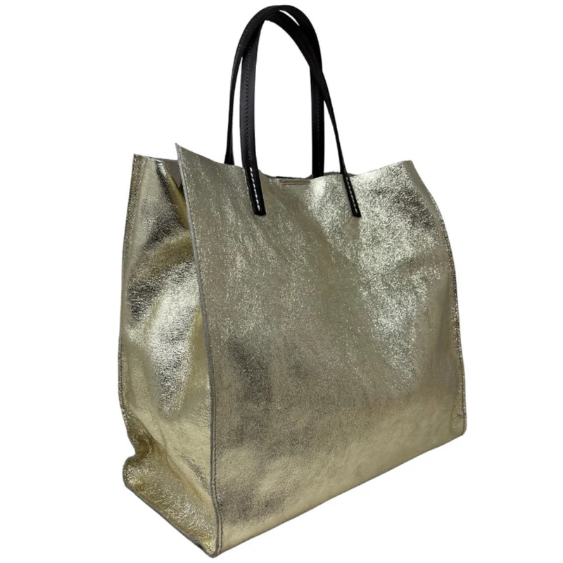 Sac cabas en cuir irisé SILVER Or vieilli