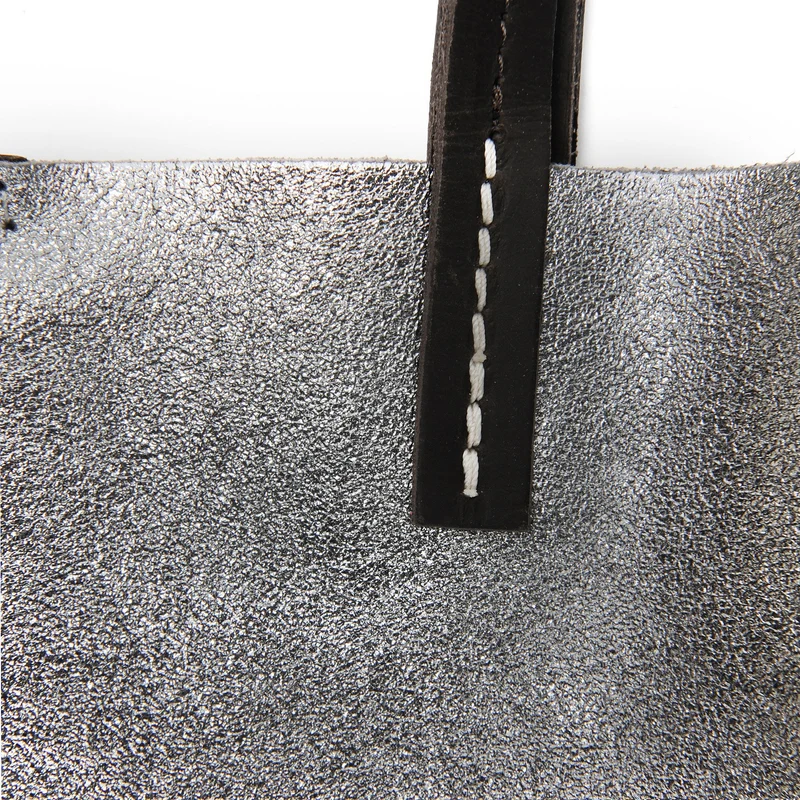 Sac cabas en cuir irisé SILVER Argent clair