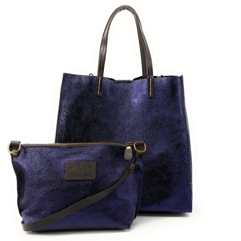 Sac cabas en cuir irisé SILVER Nuit étoilée