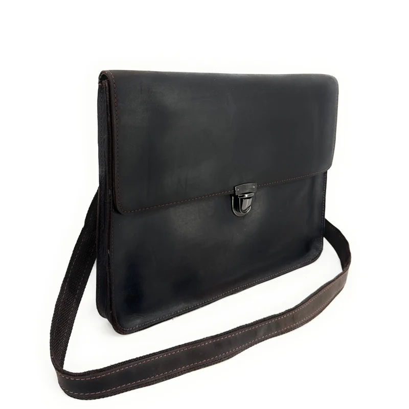 Pochette porte document en cuir pull-up TIM Chocolat