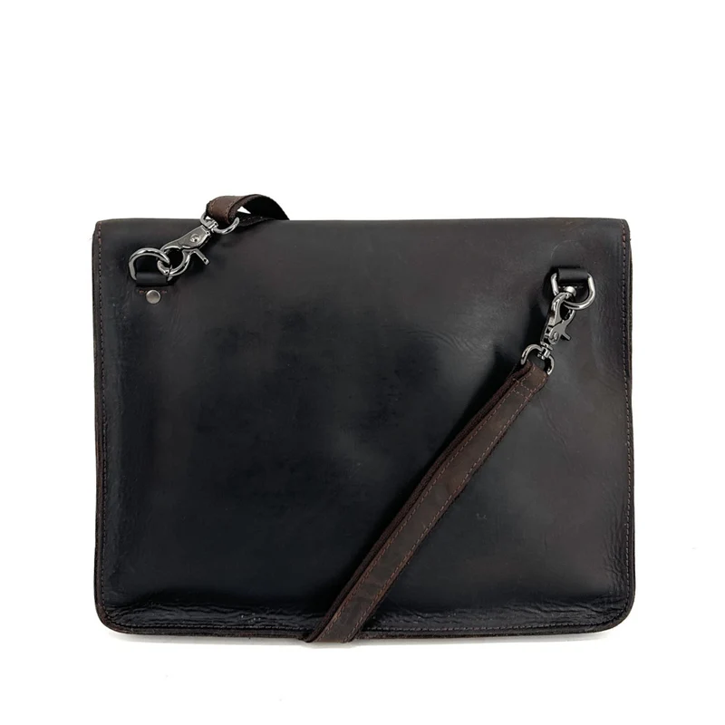 Pochette porte document en cuir pull-up TIM Chocolat