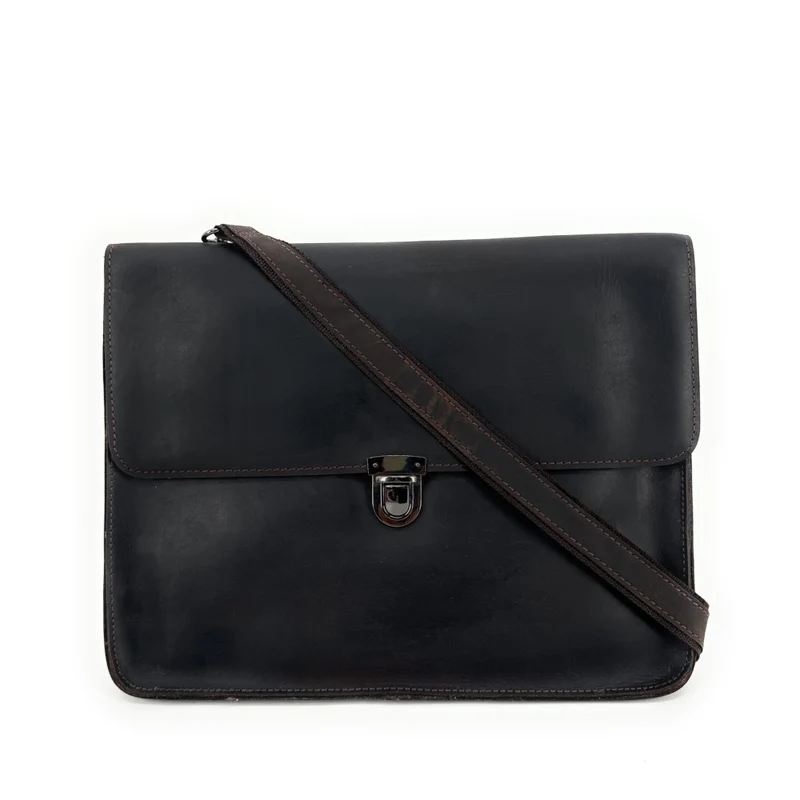 Pochette porte document en cuir pull-up TIM Chocolat