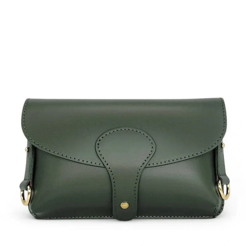 Mini-sac french stick en cuir lisse TOSCA Vert mousse