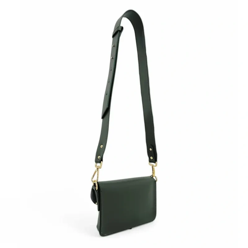 Mini-sac french stick en cuir lisse TOSCA Vert mousse